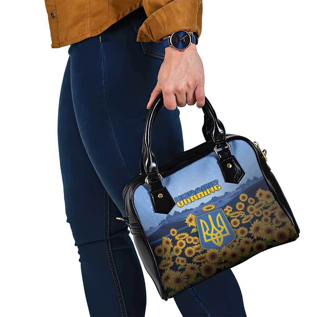 Ukraine Shoulder Handbag Coat Of Arms On Sunflower Field - Wonder Print Shop