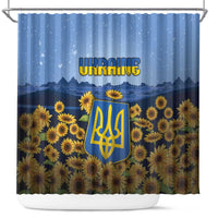Ukraine Shower Curtain Coat Of Arms On Sunflower Field - Wonder Print Shop