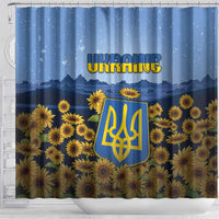 Ukraine Shower Curtain Coat Of Arms On Sunflower Field - Wonder Print Shop