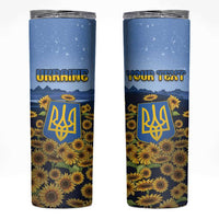 Personalized Ukraine Skinny Tumbler Coat Of Arms On Sunflower Field - Wonder Print Shop