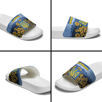 Ukraine Slide Sandals Coat Of Arms On Sunflower Field - Wonder Print Shop