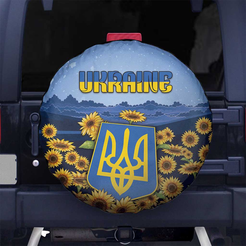 Ukraine Spare Tire Cover Coat Of Arms On Sunflower Field - Wonder Print Shop