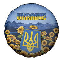Ukraine Spare Tire Cover Coat Of Arms On Sunflower Field - Wonder Print Shop