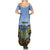 Personalized Ukraine Summer Maxi Dress Coat Of Arms On Sunflower Field - Wonder Print Shop
