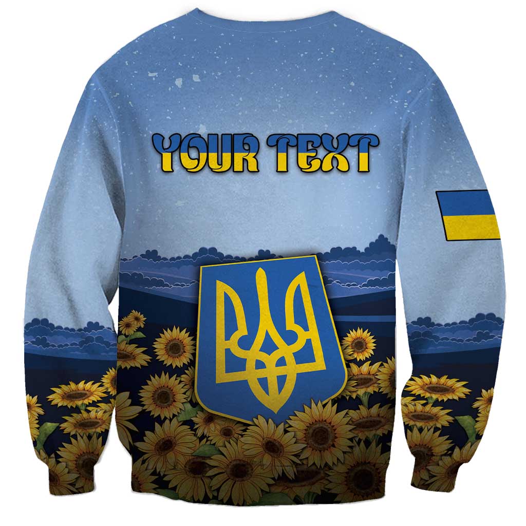 Personalized Ukraine Sweatshirt Coat Of Arms On Sunflower Field - Wonder Print Shop
