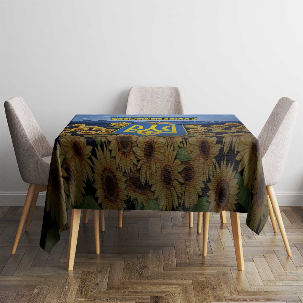 Ukraine Tablecloth Coat Of Arms On Sunflower Field - Wonder Print Shop