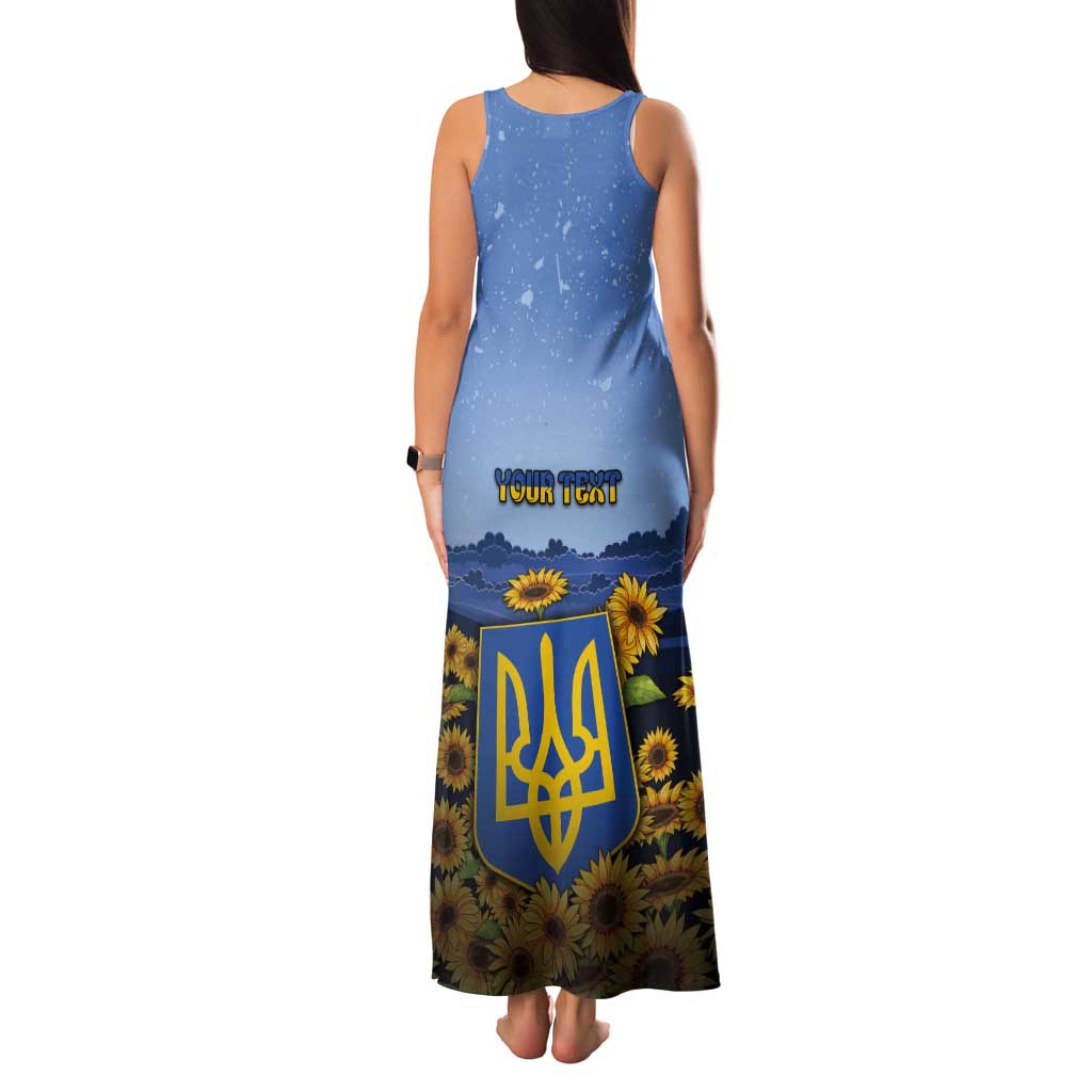 Personalized Ukraine Tank Maxi Dress Coat Of Arms On Sunflower Field - Wonder Print Shop