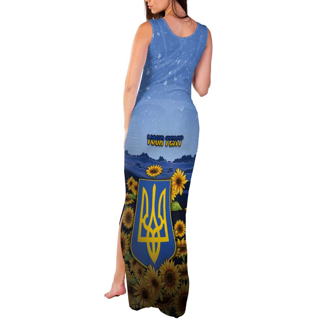 Personalized Ukraine Tank Maxi Dress Coat Of Arms On Sunflower Field - Wonder Print Shop