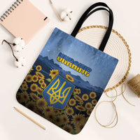 Ukraine Tote Bag Coat Of Arms On Sunflower Field - Wonder Print Shop