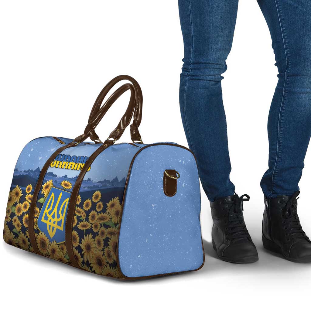 Ukraine Travel Bag Coat Of Arms On Sunflower Field - Wonder Print Shop