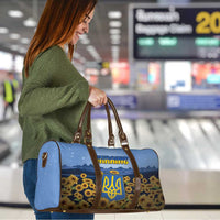 Ukraine Travel Bag Coat Of Arms On Sunflower Field - Wonder Print Shop