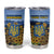 Personalized Ukraine Tumbler Cup Coat Of Arms On Sunflower Field - Wonder Print Shop