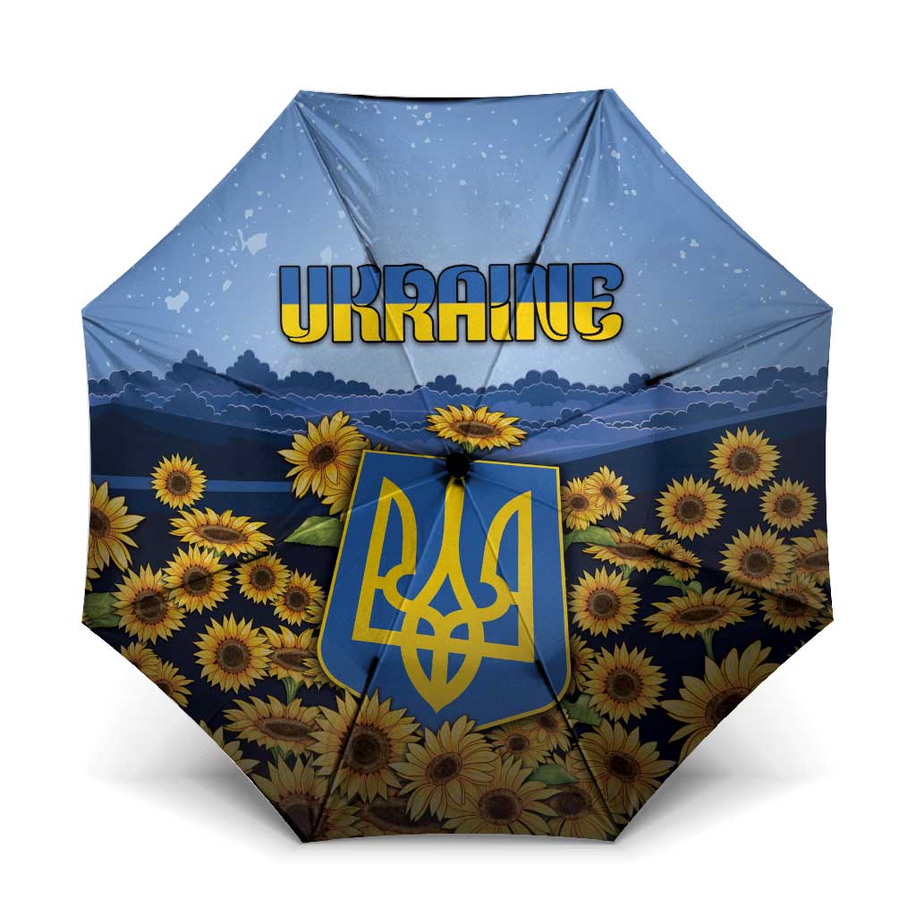 Ukraine Umbrella Coat Of Arms On Sunflower Field - Wonder Print Shop