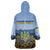 Personalized Ukraine Wearable Blanket Hoodie Coat Of Arms On Sunflower Field - Wonder Print Shop