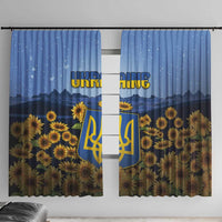 Ukraine Window Curtain Coat Of Arms On Sunflower Field - Wonder Print Shop