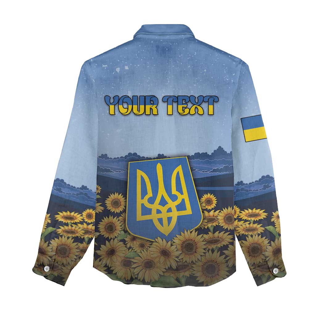 Personalized Ukraine Women Casual Shirt Coat Of Arms On Sunflower Field - Wonder Print Shop