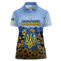 Personalized Ukraine Women Polo Shirt Coat Of Arms On Sunflower Field - Wonder Print Shop