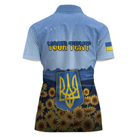 Personalized Ukraine Women Polo Shirt Coat Of Arms On Sunflower Field - Wonder Print Shop