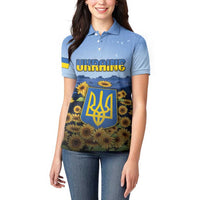 Personalized Ukraine Women Polo Shirt Coat Of Arms On Sunflower Field - Wonder Print Shop