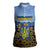 Personalized Ukraine Women Sleeveless Polo Shirt Coat Of Arms On Sunflower Field - Wonder Print Shop