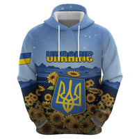 Personalized Ukraine Zip Hoodie Coat Of Arms On Sunflower Field - Wonder Print Shop