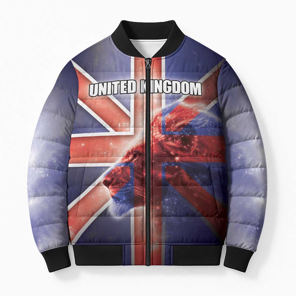 Personalized United Kingdom Bomber Puffer Jacket British Lion Flag Style - Wonder Print Shop