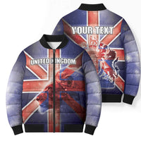Personalized United Kingdom Bomber Puffer Jacket British Lion Flag Style - Wonder Print Shop