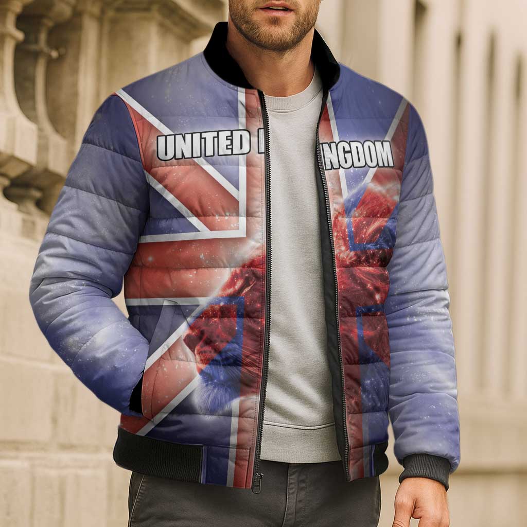 Personalized United Kingdom Bomber Puffer Jacket British Lion Flag Style - Wonder Print Shop