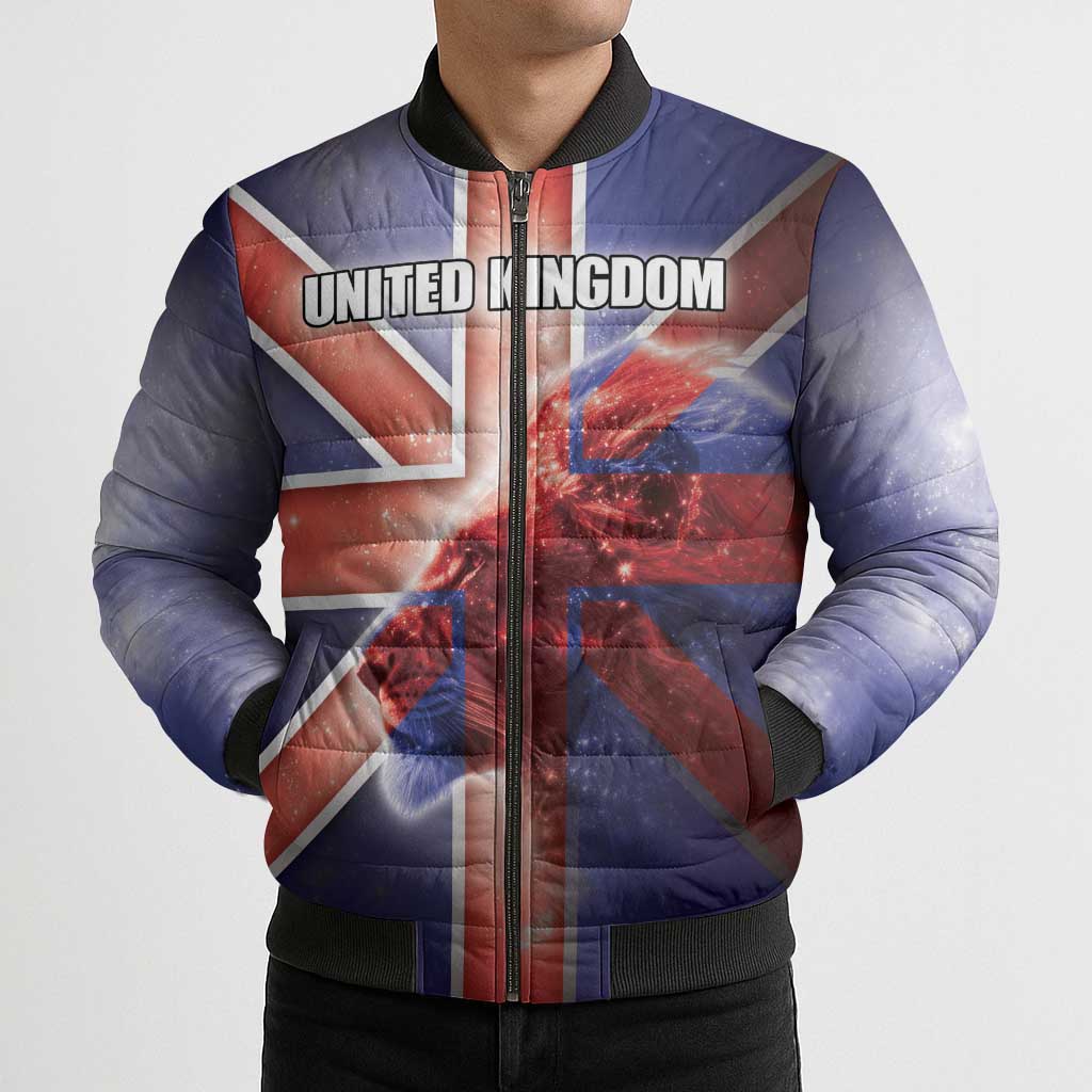 Personalized United Kingdom Bomber Puffer Jacket British Lion Flag Style - Wonder Print Shop