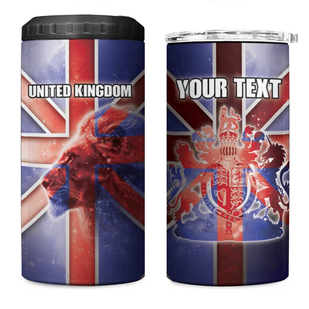 Personalized United Kingdom 4 in 1 Can Cooler Tumbler British Lion Flag Style - Wonder Print Shop