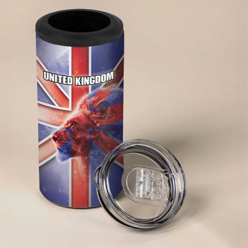 Personalized United Kingdom 4 in 1 Can Cooler Tumbler British Lion Flag Style - Wonder Print Shop