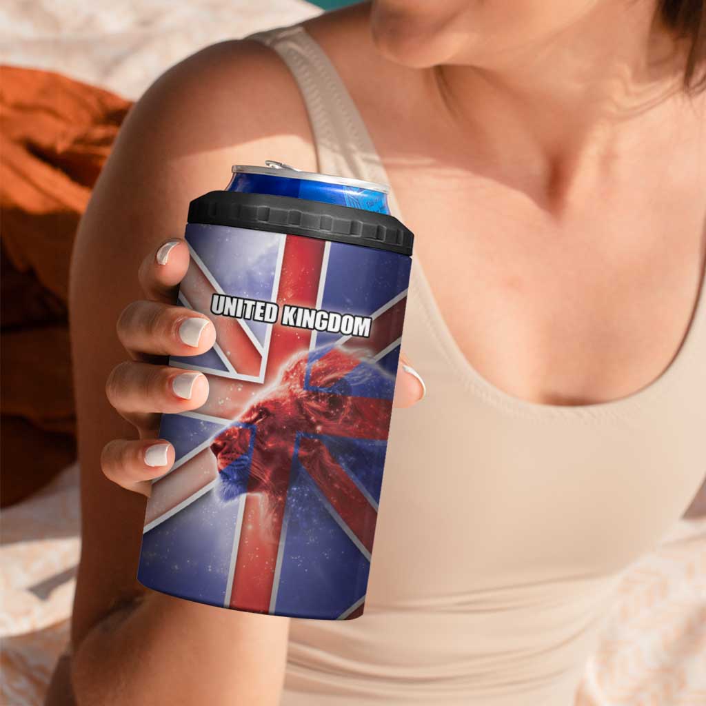 Personalized United Kingdom 4 in 1 Can Cooler Tumbler British Lion Flag Style - Wonder Print Shop