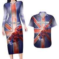 Personalized United Kingdom Couples Matching Long Sleeve Bodycon Dress and Hawaiian Shirt British Lion Flag Style - Wonder Print Shop