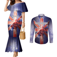 Personalized United Kingdom Couples Matching Mermaid Dress and Long Sleeve Button Shirt British Lion Flag Style - Wonder Print Shop
