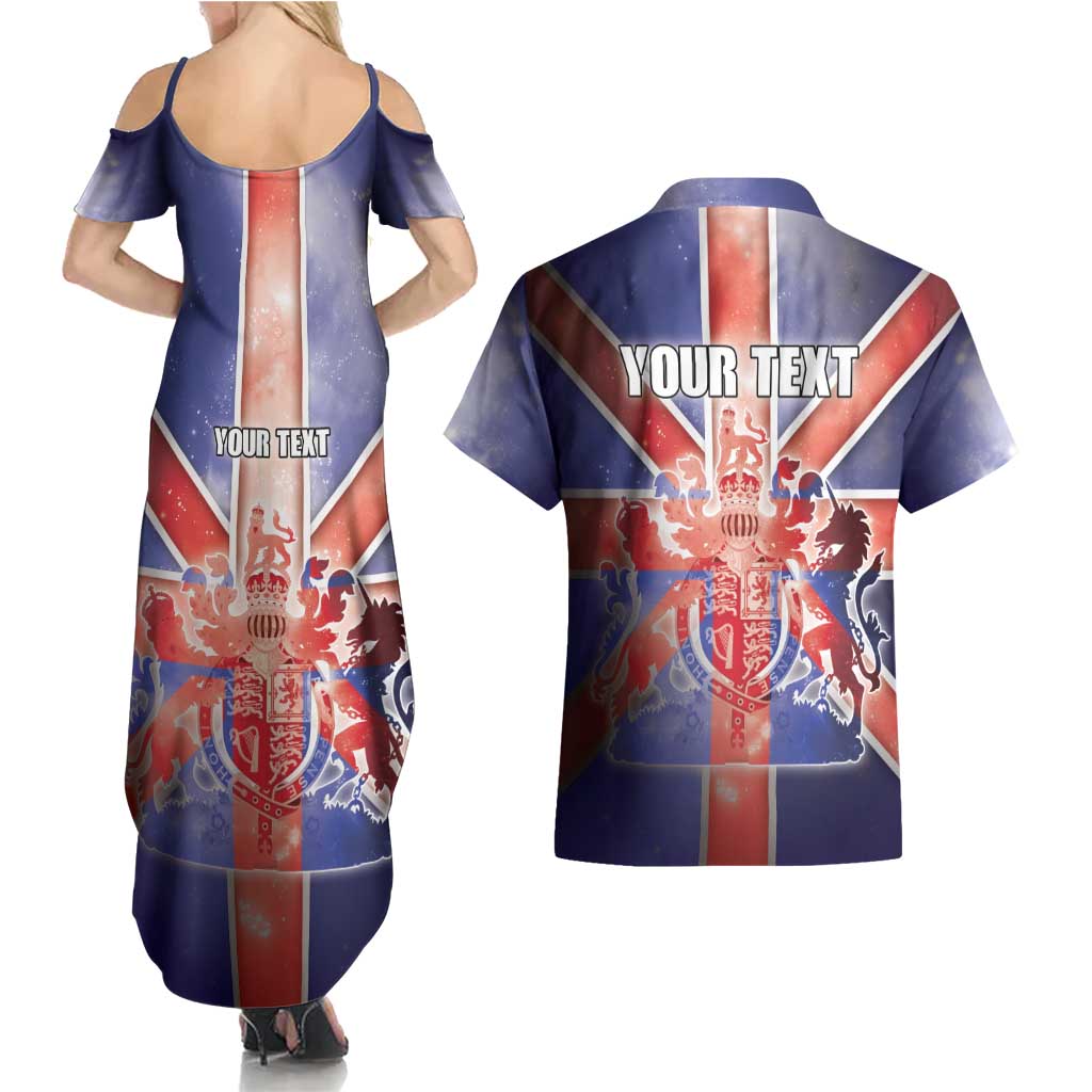 Personalized United Kingdom Couples Matching Summer Maxi Dress and Hawaiian Shirt British Lion Flag Style - Wonder Print Shop