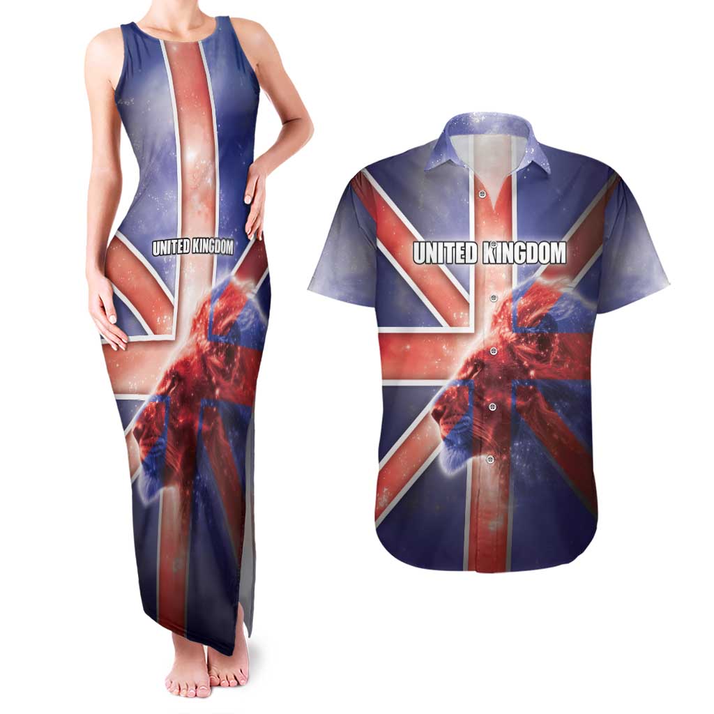 Personalized United Kingdom Couples Matching Tank Maxi Dress and Hawaiian Shirt British Lion Flag Style - Wonder Print Shop