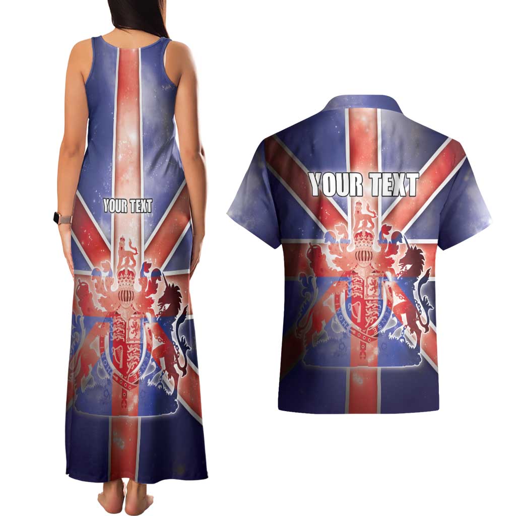 Personalized United Kingdom Couples Matching Tank Maxi Dress and Hawaiian Shirt British Lion Flag Style - Wonder Print Shop