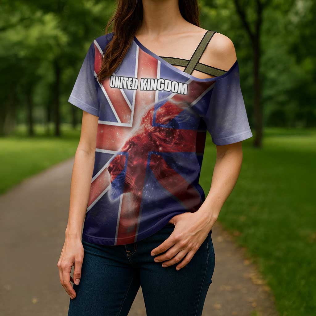 Personalized United Kingdom Cross Shoulder Shirt British Lion Flag Style - Wonder Print Shop