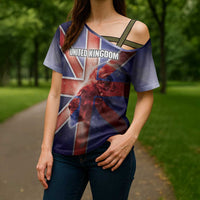 Personalized United Kingdom Cross Shoulder Shirt British Lion Flag Style - Wonder Print Shop