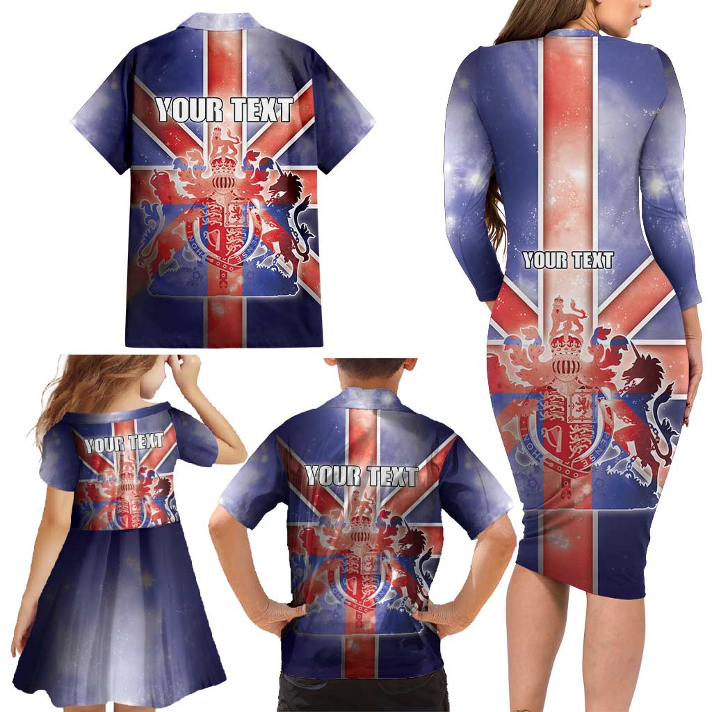 Personalized United Kingdom Family Matching Long Sleeve Bodycon Dress and Hawaiian Shirt British Lion Flag Style - Wonder Print Shop