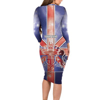 Personalized United Kingdom Family Matching Long Sleeve Bodycon Dress and Hawaiian Shirt British Lion Flag Style - Wonder Print Shop