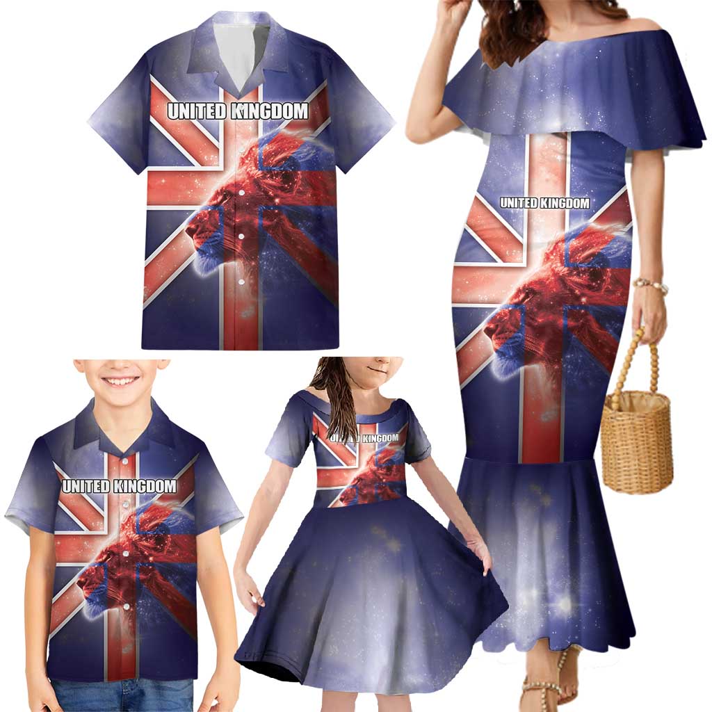Personalized United Kingdom Family Matching Mermaid Dress and Hawaiian Shirt British Lion Flag Style - Wonder Print Shop
