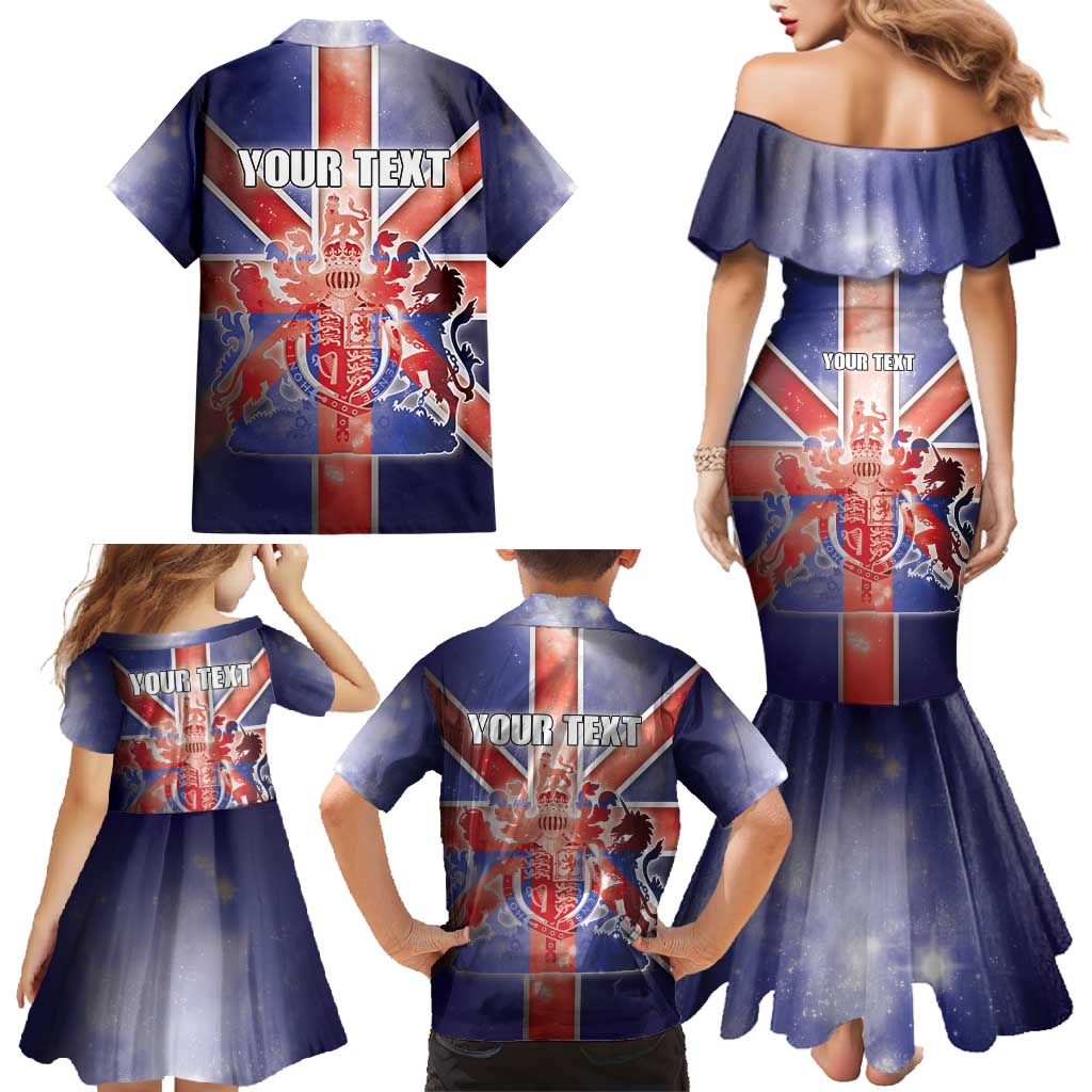 Personalized United Kingdom Family Matching Mermaid Dress and Hawaiian Shirt British Lion Flag Style - Wonder Print Shop