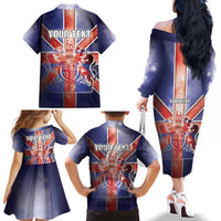 Personalized United Kingdom Family Matching Off The Shoulder Long Sleeve Dress and Hawaiian Shirt British Lion Flag Style - Wonder Print Shop