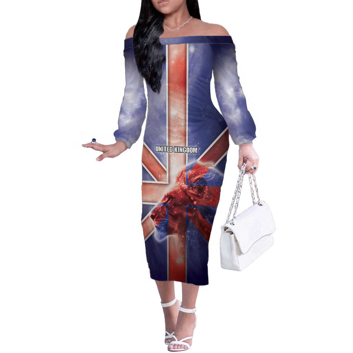 Personalized United Kingdom Family Matching Off The Shoulder Long Sleeve Dress and Hawaiian Shirt British Lion Flag Style - Wonder Print Shop