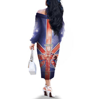 Personalized United Kingdom Family Matching Off The Shoulder Long Sleeve Dress and Hawaiian Shirt British Lion Flag Style - Wonder Print Shop