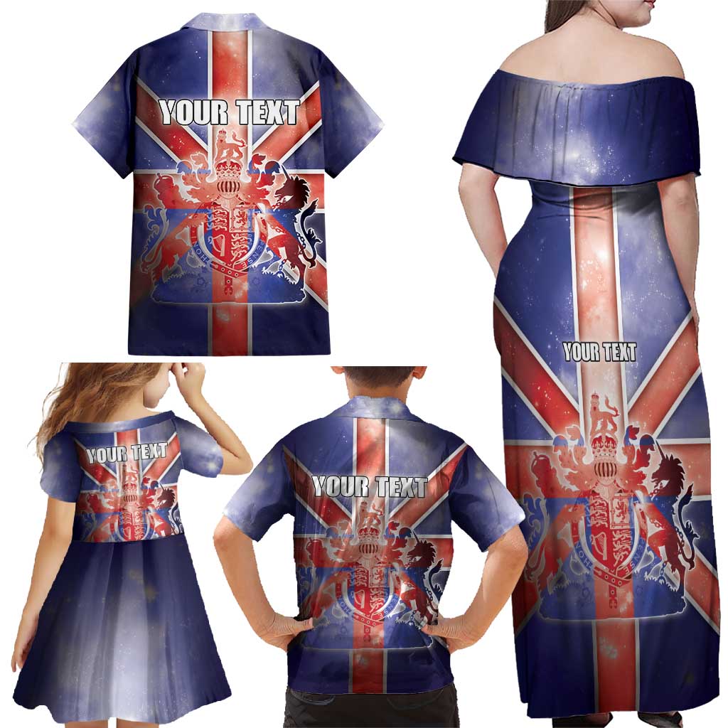 Personalized United Kingdom Family Matching Off Shoulder Maxi Dress and Hawaiian Shirt British Lion Flag Style - Wonder Print Shop