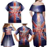 Personalized United Kingdom Family Matching Off Shoulder Maxi Dress and Hawaiian Shirt British Lion Flag Style - Wonder Print Shop