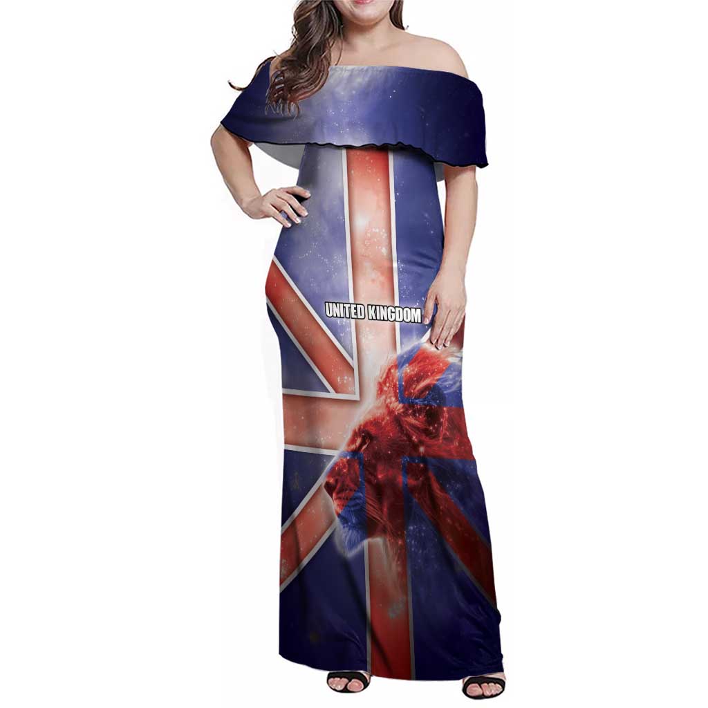 Personalized United Kingdom Family Matching Off Shoulder Maxi Dress and Hawaiian Shirt British Lion Flag Style - Wonder Print Shop