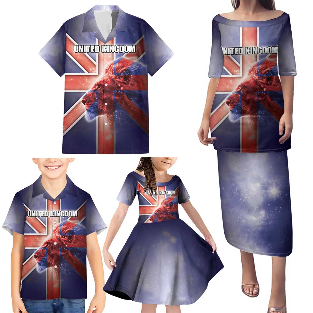 Personalized United Kingdom Family Matching Puletasi and Hawaiian Shirt British Lion Flag Style - Wonder Print Shop